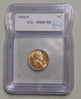 1940 S United States Lincoln Wheat Penny - ICG MS 66 RD - Lot 1344