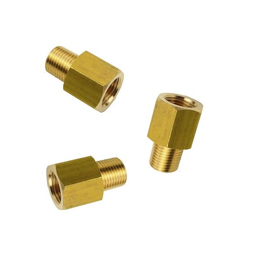 Brass Pipe Fitting Adapter 1/8 BSPT Male to 1/8 Female NPT - Pack of 3, Gauge Se