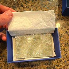 Swarovski Women’s Folding Wallet Crystal Rhinestone Accent Solid Silver Tone