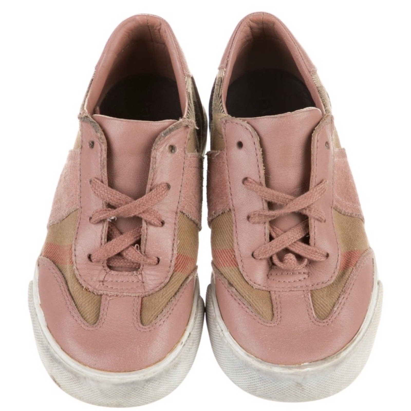 Burberry Kids Sneakers in Pink and Tan Check Leather Suede Sz 9.5 thumbnail 2