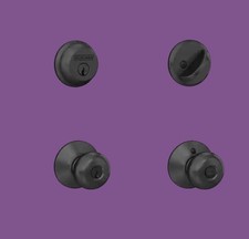 Schlage Plymouth Matte Black Single Cylinder Deadbolt Keyed Entry Doorknob NWB