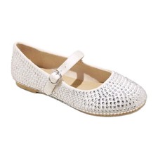NWOT Art Class 4Y big kids Nell rhinestone ballet flat shoes white