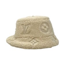 Louis Vuitton Monogram Curly Shearling Bucket Hat M7194M Natural