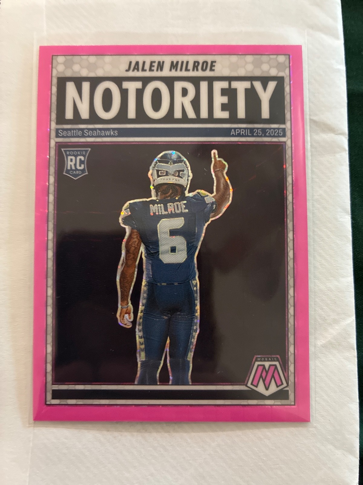Jalen Milroe Seahawks 2025 Mosaic #15 Notoriety Mosaic Pink Fluorescent +1 more