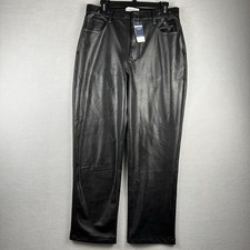 New Abercrombie Fitch Vegan Leather Pant 90s Straight Ultra High Rise Sz 32 12S