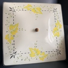 50's/60s Mid Century Modern Flush Ceiling Light Fixture Garden Floral Grape Leaf