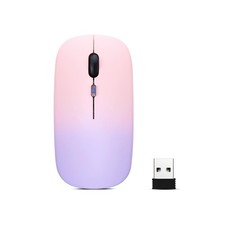 LED Wireless Mouse, Slim Silent Dual-Mode 2.4G BT Gradient pink purple