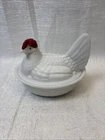 Vintage Milk Glass Hen on a Nest Covered Candy Dish- Cottagecore- Farmhouse