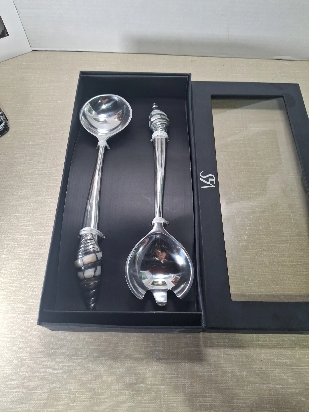 2 Piece Salad Serving Set S5A - Stainless Steel EUC