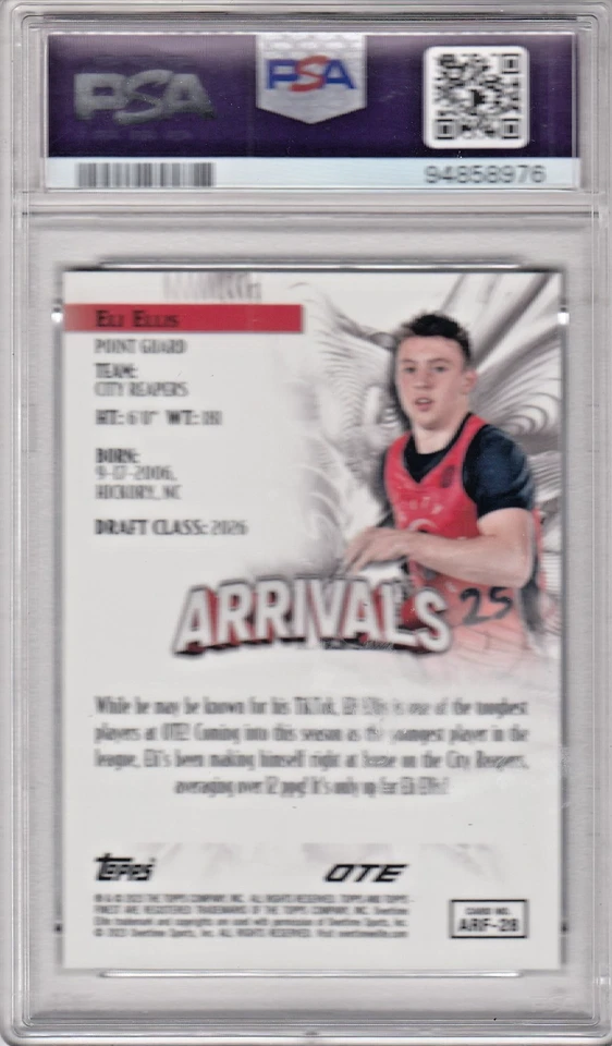 2022 Topps Finest OTE Overtime Elite FUSION BLACK GOLD PSA 10 ELI ELLIS 2/2 - Image 3 of 3