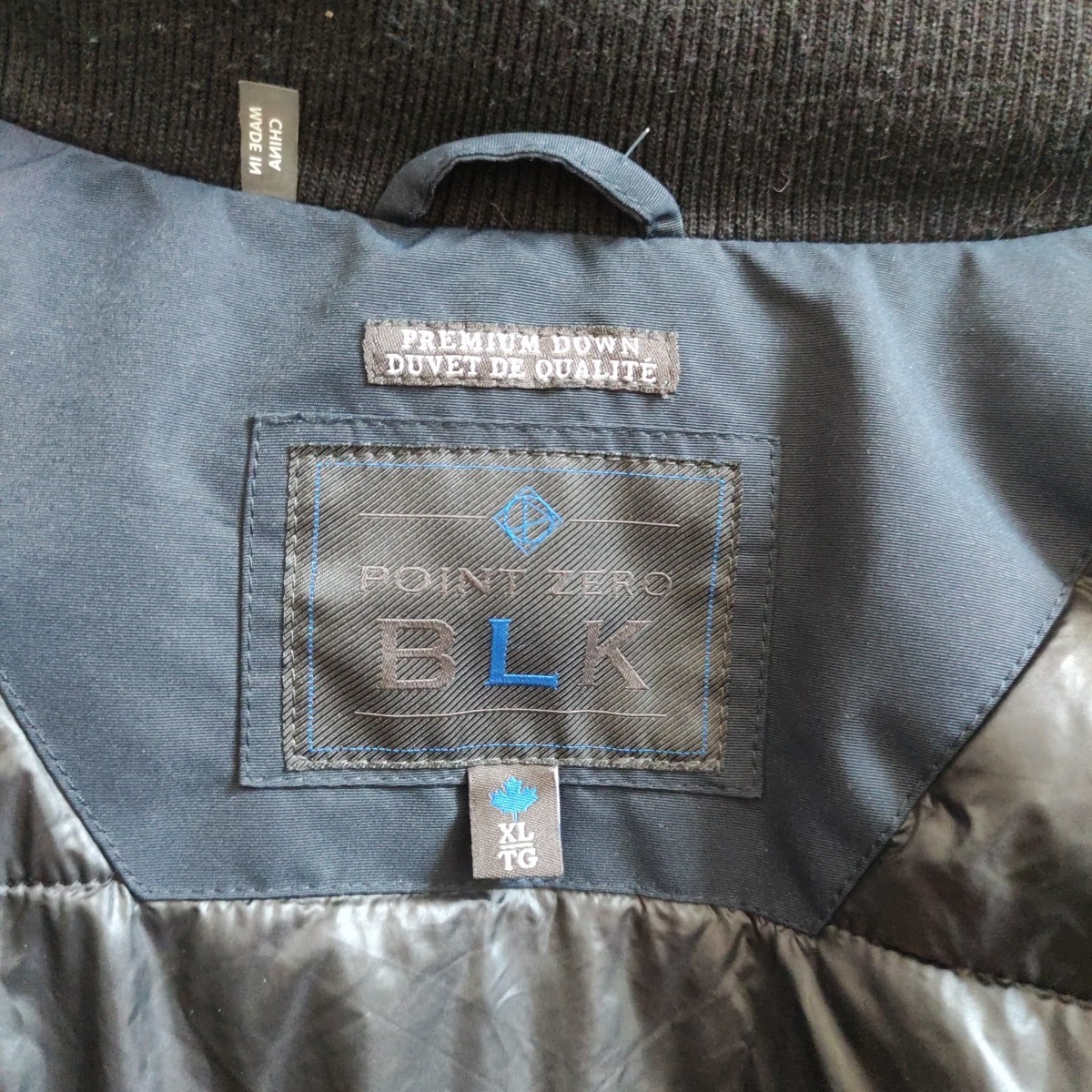 Point Zero Down Jacket Faux Leather Trim Men's XL Navy image 10