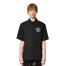 Versace Jeans Couture Black 100% Cotton V-Logo Medallion Classic Shirt