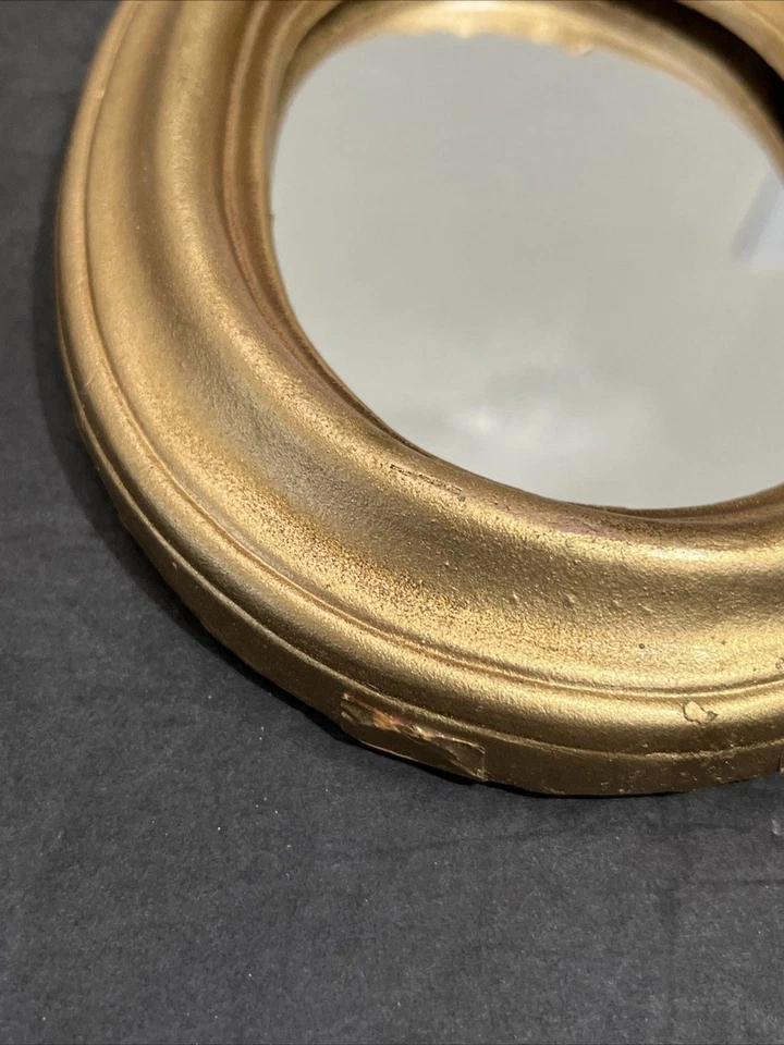 Gold Gilt Ornate Plaster Wall Mirror Rococo Baroque Style Oval Small Vintage - image 2 of 4