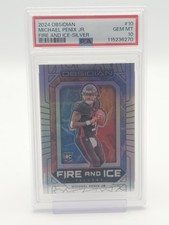 MICHAEL PENIX JR 2024 OBSIDIAN FIRE AND ICE SILVER ROOKIE /99 #10 PSA 10 Q4444