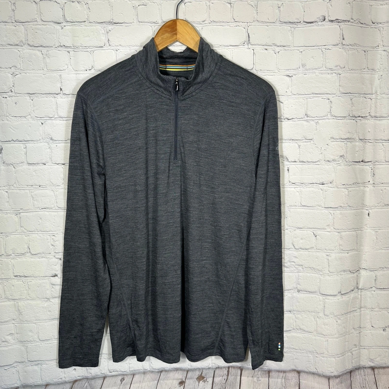 Smartwool Mens Merino Wool Quarter Zip Pullover Gray Heather Base Layer Size M