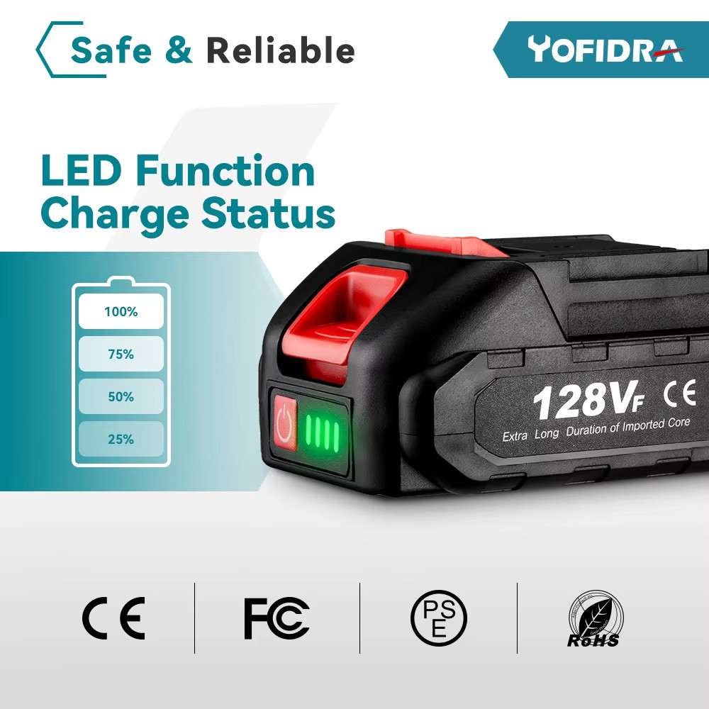 Yofidra Batteria 18-20v 22500mah 388vf 128vf Li-ion Ricaricabile Cesoia Utensili - Miniatura 3
