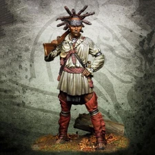 1/24 Scale Native American Warrior Figurine Historical Model with Rifle Unassemb