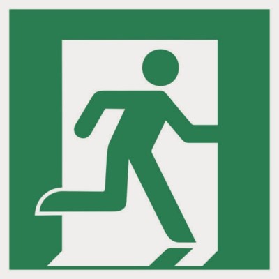 Aufkleber Rettungszeichen Rettungsweg Notausgang rechts E002 20 x 20 cm Sticker