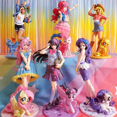 My Little Pony Rainbow Dash Anime Figure Kawai Applejack FluttershyPvc Model Toy