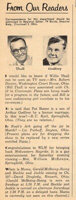 1957 WLW CINCINNATI,OHIO TV ARTICLE / HILLBILLY COMEDY WILLIE THALL