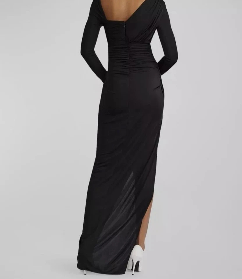 Vestido para mujer Zac Posen negro asimétrico acanalado jersey columna talla 4 $696 Foto 3 de 3