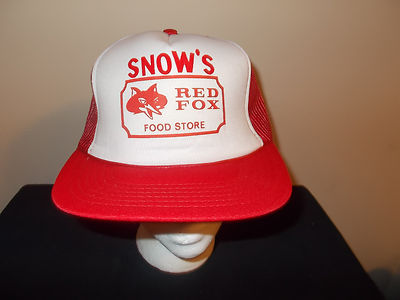 VTG-1980s Snows Red Fox Food Store dixon mesh snapback retro trucker hat sku16