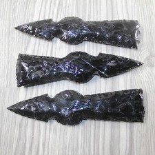 3 Obsidian Ornamental Tomahawk Heads 7444 Ax Axe Hatchet