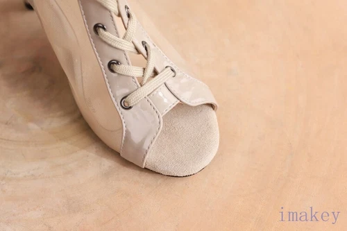 Sandali donna estivi punta aperta maglia stringata stivaletti tacchi alti scarpe casual - Foto 11 di 19