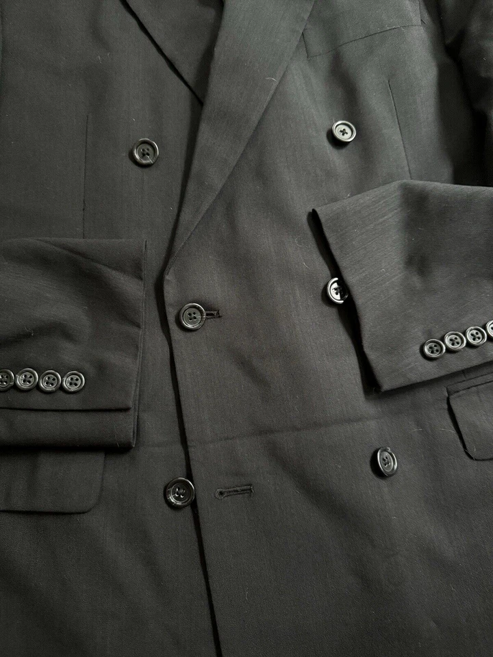 Chaqueta Traje Pronto Uomo Doble Pecho 41L Larga Italiana Negra Lana Seis Botones Foto 3 de 4