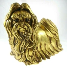 13" Kay Finch Vintage California Gold Ceramic Shih Tzu Dog #831