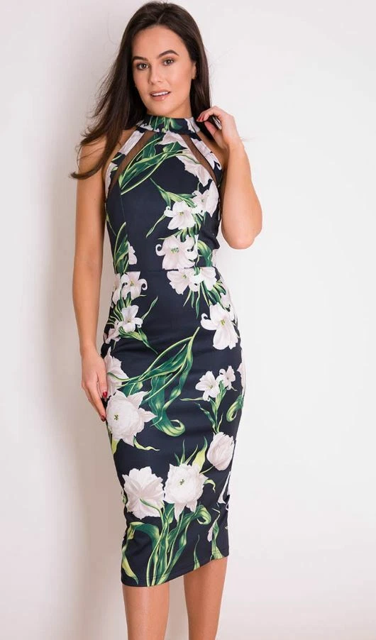 Mesh panel cheap bodycon dress