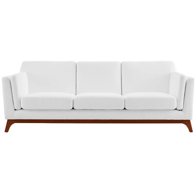 Modway Chance Mid-Century Modern Upholstered Fabric Sofa In White
