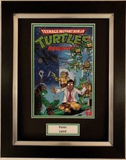 PETER LAIRD HAND SIGNED FRAMED PHOTO DISPLAY TEENAGE MUTANT NINJA TURTLES.