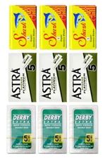 45 Astra Shark Derby High Quality Double Edge Safety Razor Blades Variety Pack