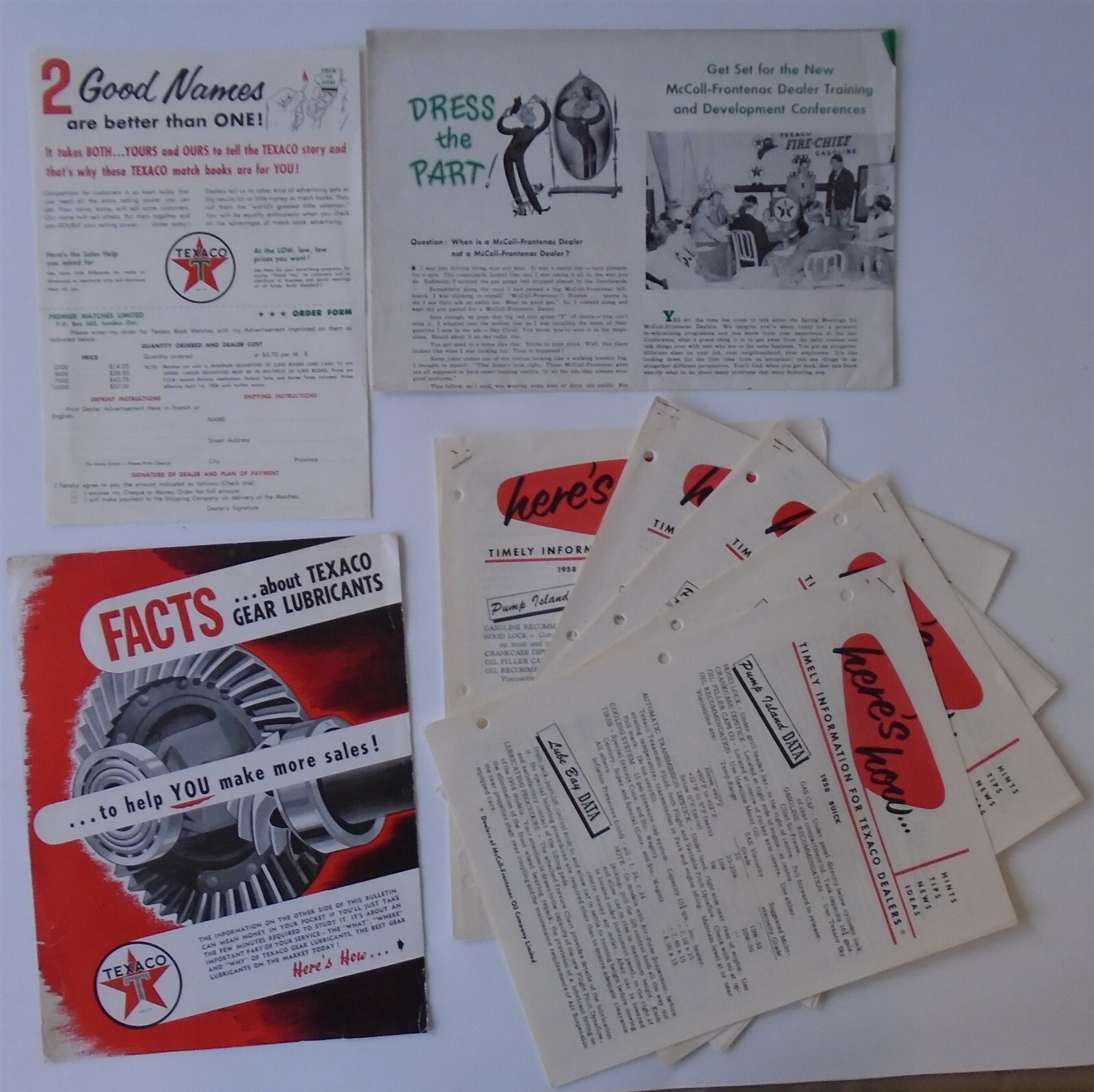 Lot of Texaco Dealer Advertising information paper ads flyers