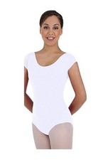 Body Wrappers BWC320 White Women's Medium Fits Small Short Sleeve Leotard