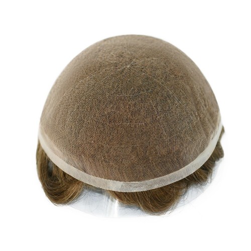 Mens Toupee French Lace Human Hair Replecement System Medium Density Hair #18 - Picture 2 of 8