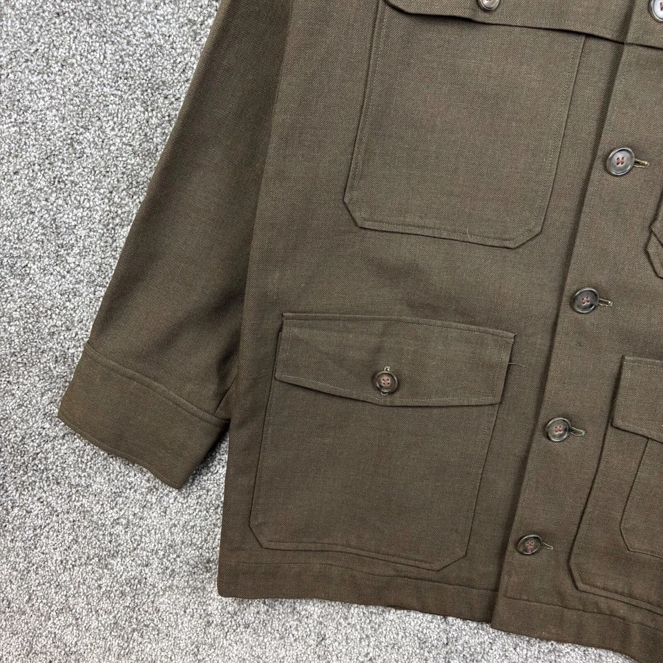 Vintage 50s Cruiser Jacket Mens Medium Green Whipcord Wool Mackinaw Globe Tailor - Image 3 of 4