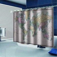 The Channel Map 3D Shower Curtain Waterproof Fabric Bathroom Decoration