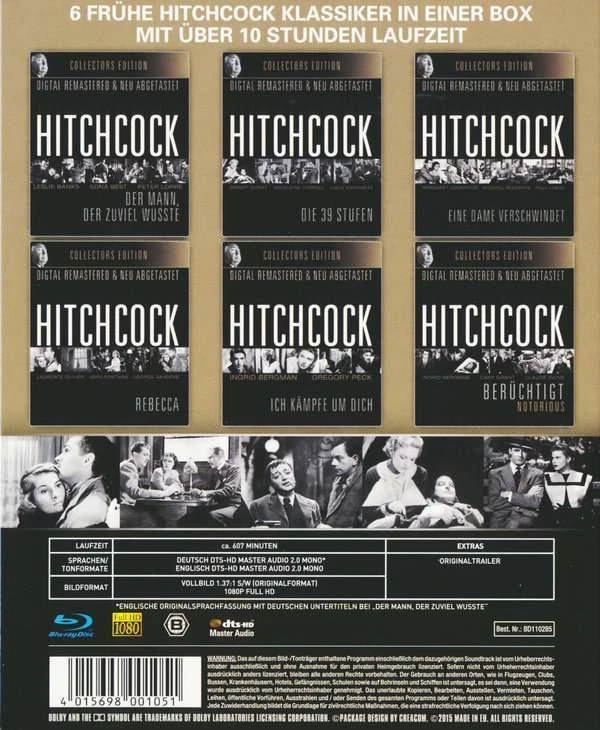 6x ALFRED HITCHCOCK - DIE FRÜHEN JAHRE Berüchtigt REBECCA Ich kämpfe BLU-RAY Box - Bild 2 von 2