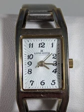 Anne Klein Silver Tone Dial Rectangle Case Stainless Steel Stretch Band Watch