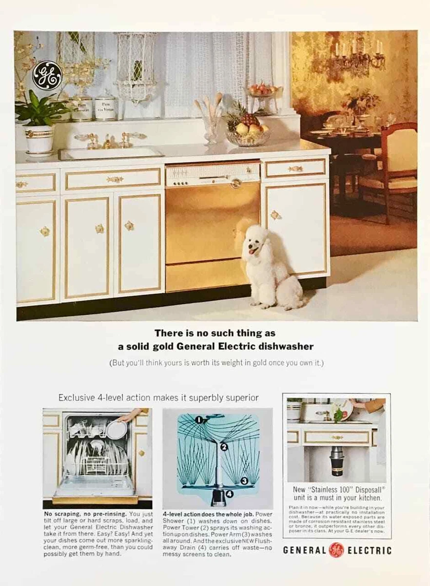White and gold dishwasher outlet