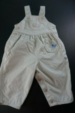 OshKosh B'Gosh Overalls Girl SZ 12 MO Tan Blue Butterfly Embroidery Vintage