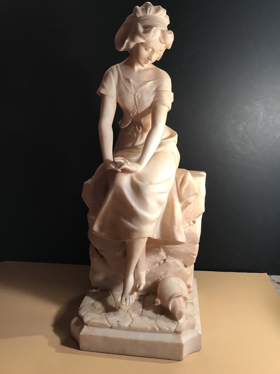 An Antique Marble Or Alabaster Statue Signed T. Cipriani Circa