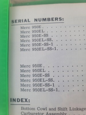 Mercury 950 Parts Book Nesr Perfect Codition Original