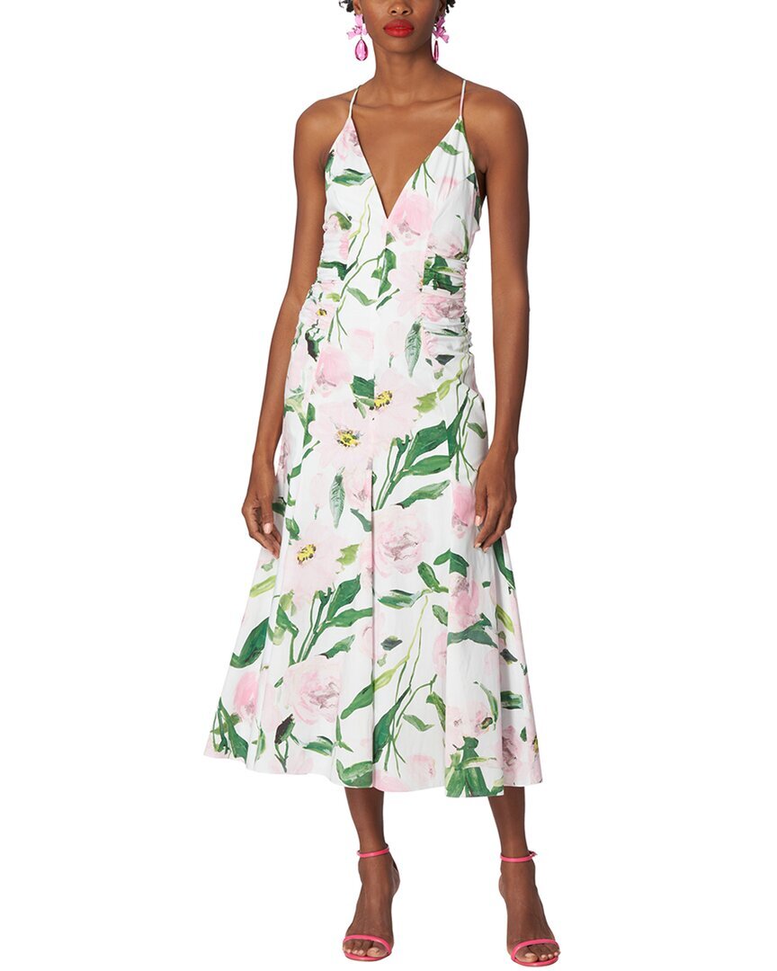 Женское миди-платье Carolina Herrera с V-образным вырезом и рюшами на бретельках-спагетти 10
