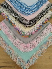 Vgt Lot Of 5 Lacy Crochet Multi Color Linen Hankies Handkerchief