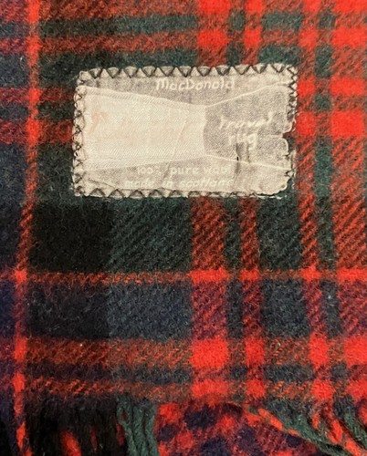 Vintage 1950s Rally Klad MacDonald Plaid Wool Travel Rug Throw Fringe Scotland - Picture 2 of 3