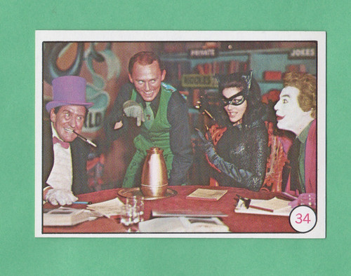 1966 Topps Batman Bat Laffs #34 The Penguin, the Riddler, Catwoman and the Joker