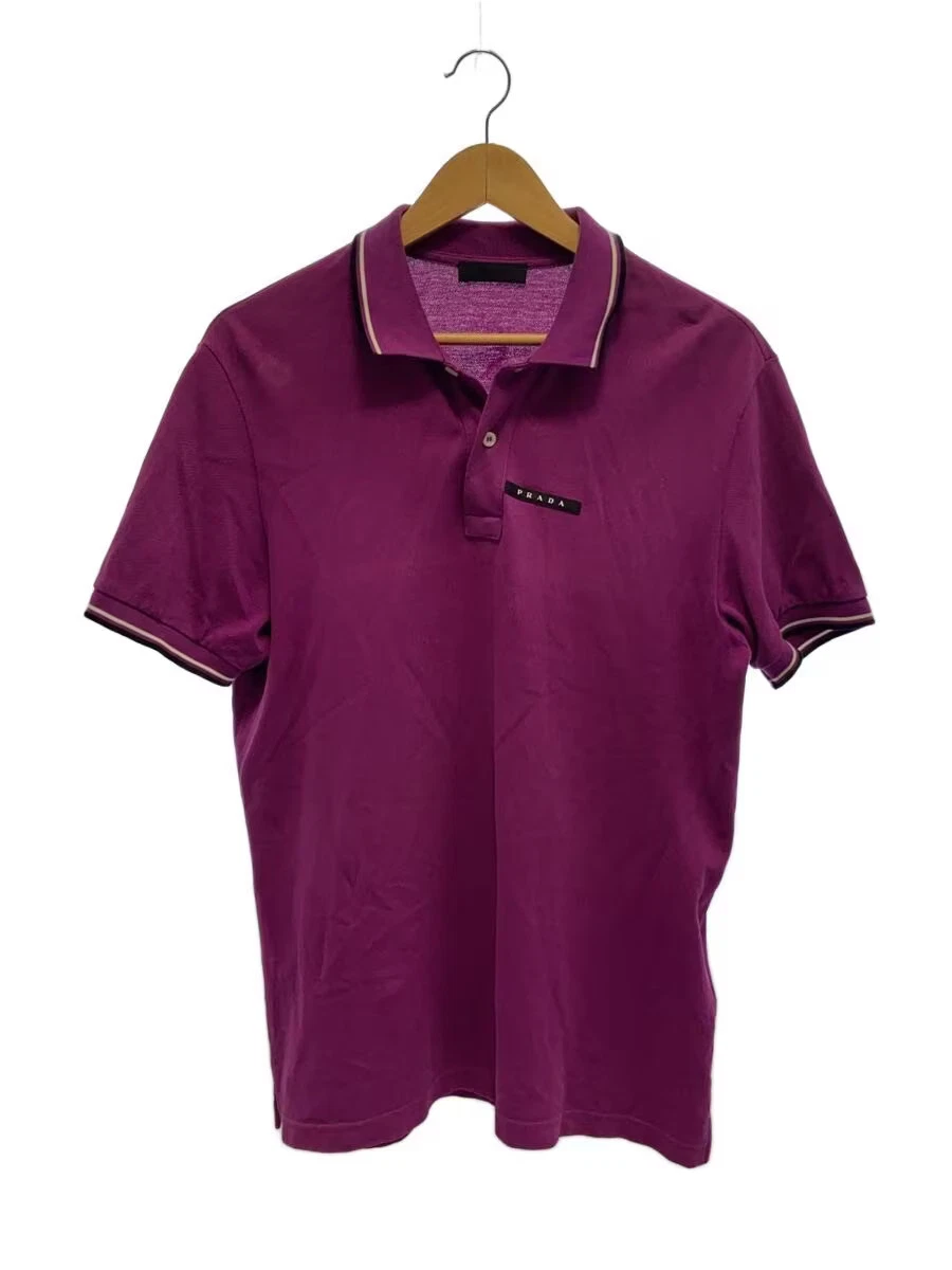 トップス 90s prada purple navy cotton polo shirt Vintage Prada Sport Baby Blue Purple Green Striped Polo Shirt Size